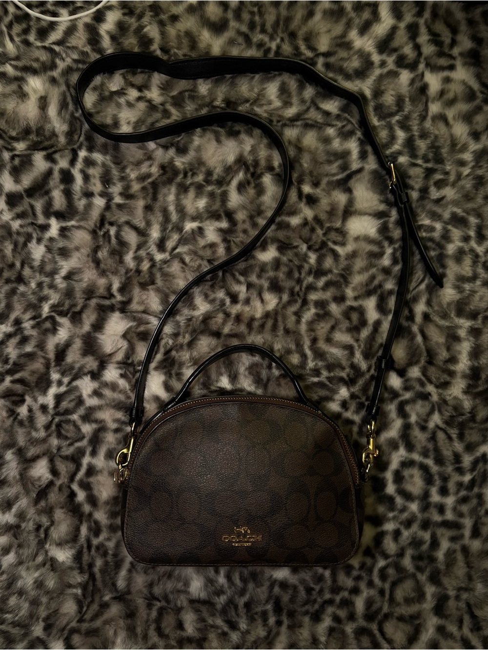 Coach Serena Satchel in Signature Canvas Brown/ Black Style No. 1591